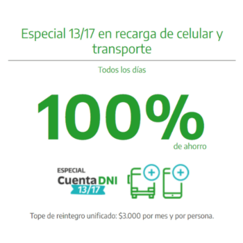 100% en recargas de celular y transporte para jóvenes de 13 a 17 años con Cuenta DNI