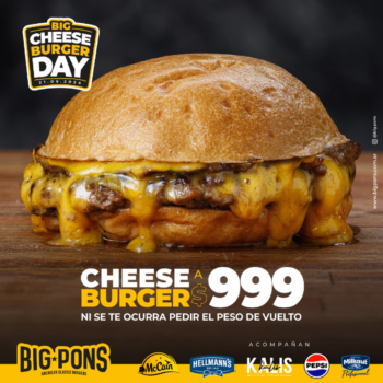 Big Pons: ¡Hamburguesas a $999 este 21/9 en todos sus locales!